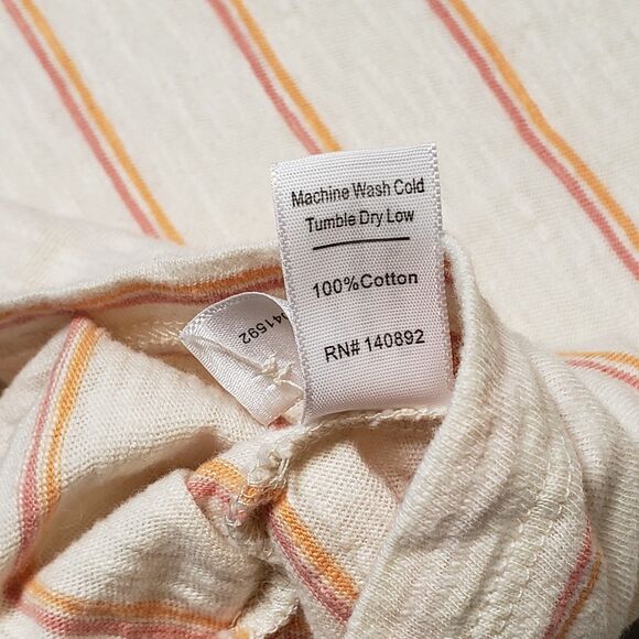 Marine Layer Heavy Slub Polo Shirt Mens M Cream Off White Warm Stripe Summer - Picture 7 of 7